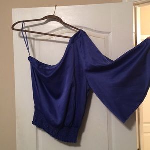 One shoulder satin blouse